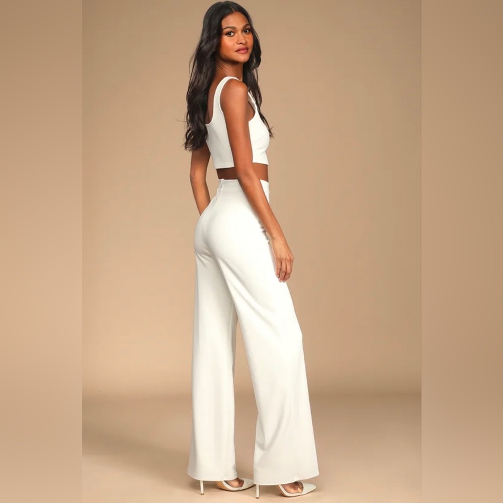 Only Tonight Ivory Two-Piece Wide-Leg Jumpsuit